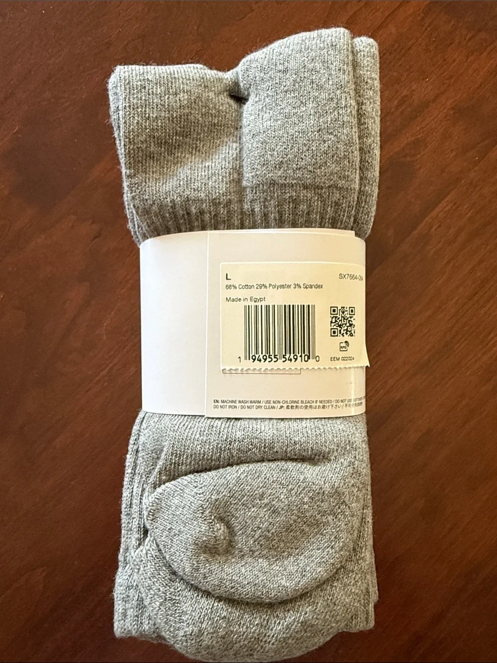 Nike Everyday Dri-FIT Cushioned Crew Socks - Heather Gray with Black Swoosh NWT